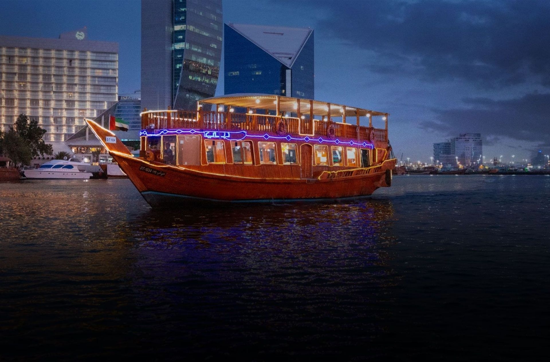Dubai Marina Dhow Cruise Dinner with Sharing Pick up and Drop Off